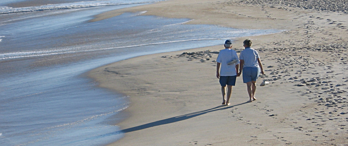 older people at the beach
