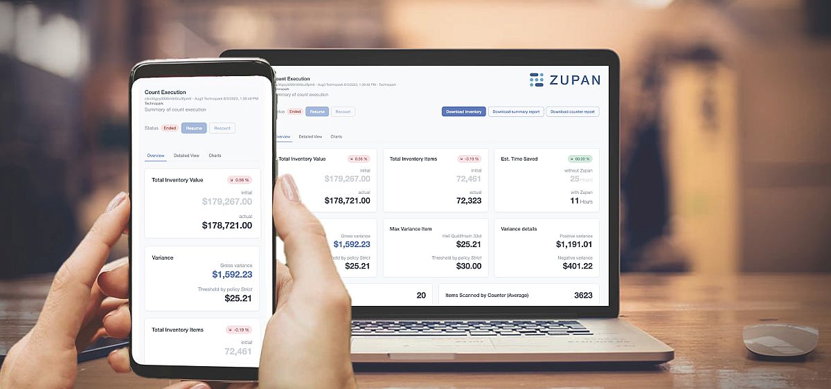 Zupan's app and web interface