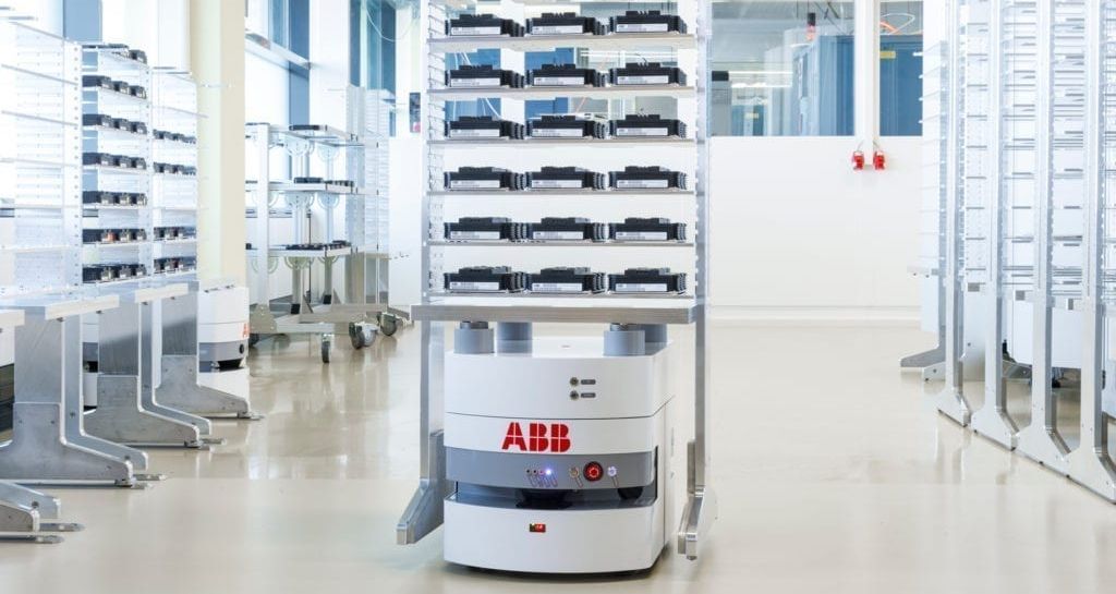 ABB robot controlled by Bluebotics software