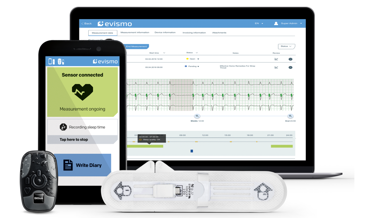 CardioFlex EKG-Sensor, App und dazugehörige Plattform für Ärzte.